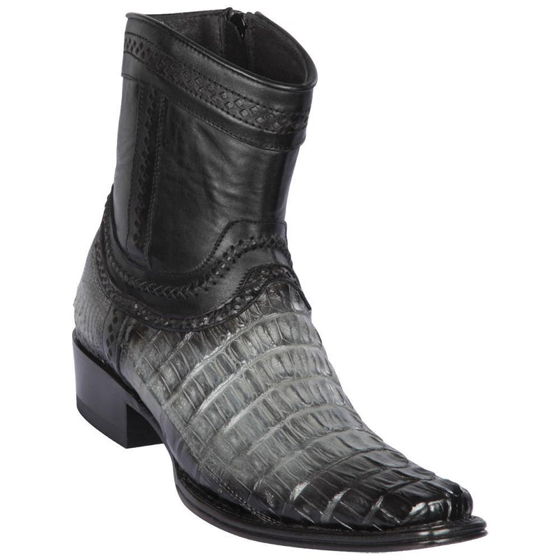Los Altos Boots Mens #76B0138 Low Shaft European Square Toe | Genuine Caiman Belly Leather Boots | Color Faded Gray