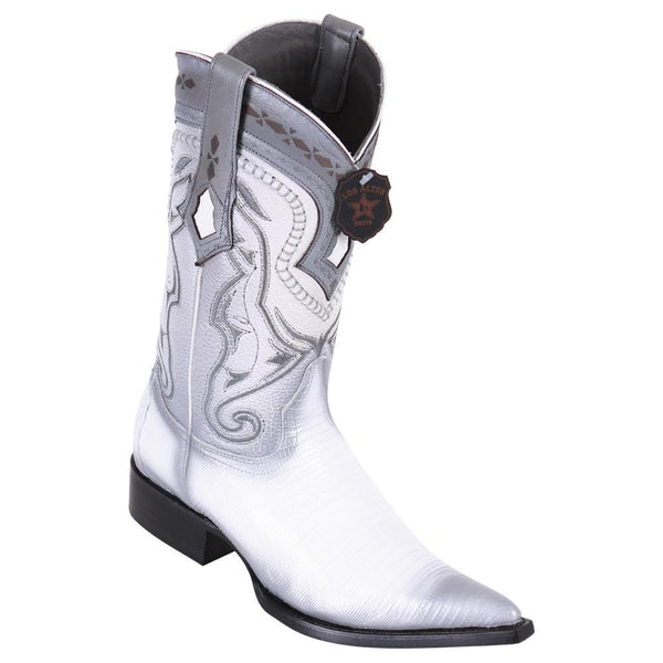 Los Altos Boots Mens #9530728 3X Toe | Genuine Teju Lizard Leather Boots | Color White