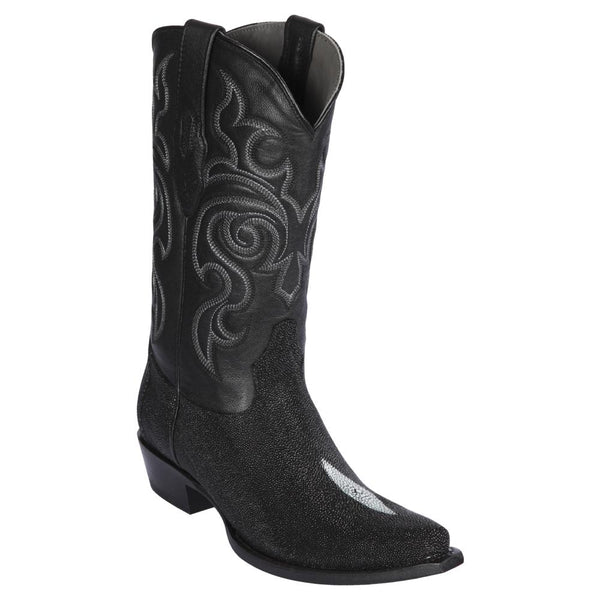 Los Altos Boots Mens #941205 Snip Toe | Genuine Single Stone Stingray Boots | Color Black
