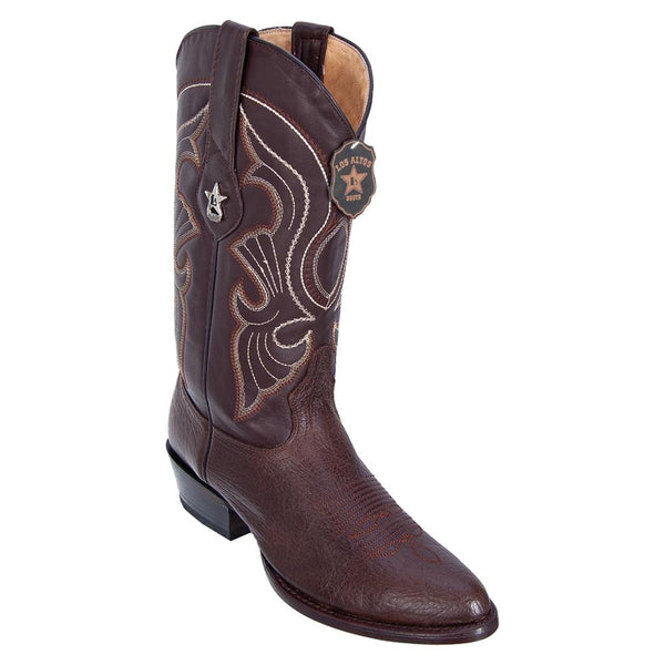 Los Altos Boots Mens #653107 Round Toe | Genuine Bull Shoulder Leather Boots Handcrafted | Color Brown
