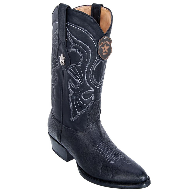 Los Altos Boots Mens #653105 Round Toe | Genuine Bull Shoulder Leather Boots Handcrafted | Color Black