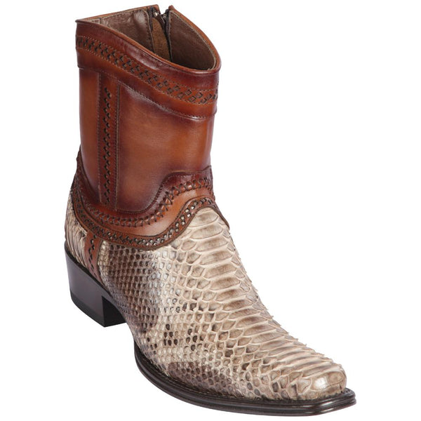 Los Altos Boots Mens #76B5785 Low Shaft European Square Toe | Genuine Python Leather Boots | Color Rustic Brown