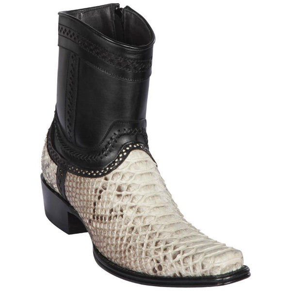 Los Altos Boots Mens #76B5749 Low Shaft European Square Toe | Genuine Python Leather Boots | Color Natural