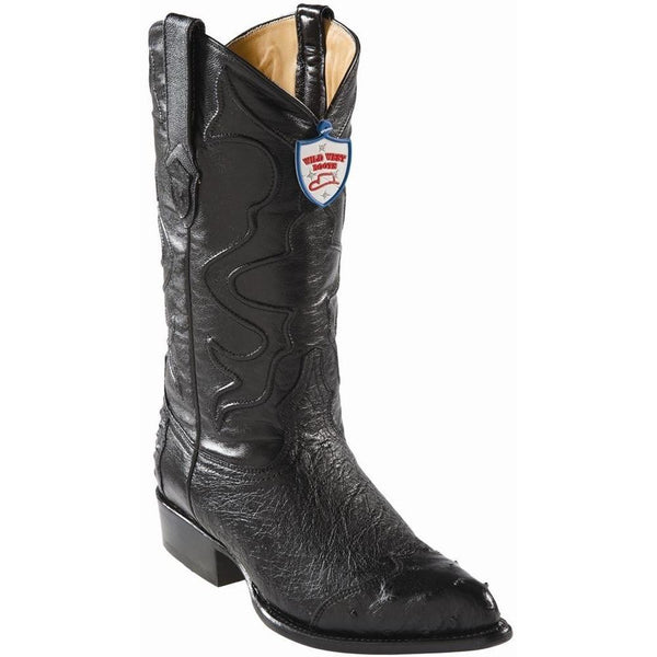 West Boots #2990405 Men's | Color Black | Men's Wild West Ostrich Wingtip Cowboy Boots Handcrafted