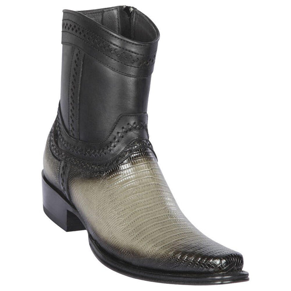 Los Altos Boots Mens #76B0738 Low Shaft European Square Toe | Genuine Teju Lizard Leather Boots | Color Faded Gray