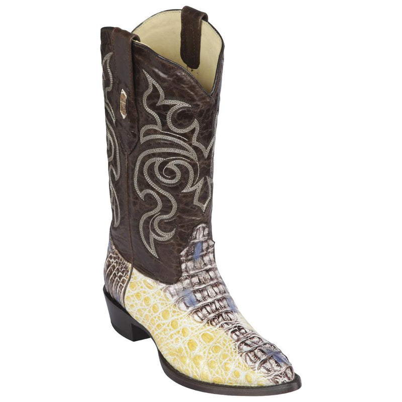 Los Altos Boots Mens #990249 J Toe | Genuine Caiman Hornack Boots | Color Natural