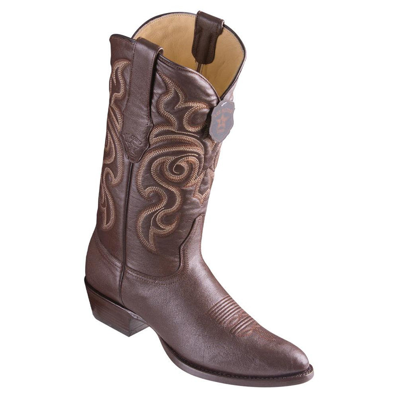 Los Altos Boots Mens #659207 Round Toe | Genuine All Over Goat Leather Boots | Color Brown