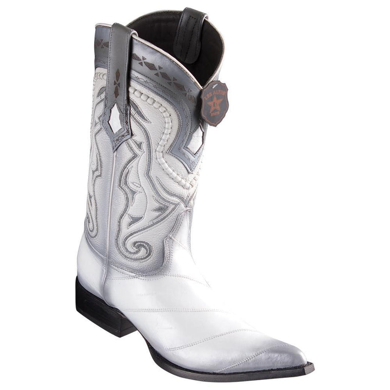 Los Altos Boots Mens #9530828 3X Toe | Genuine EEL Leather Boots | Color Faded White