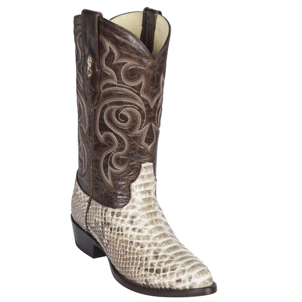 Los Altos Boots Mens #605749 Medium Round Toe | Genuine Python Snakeskin Leather Boots | Color Natural