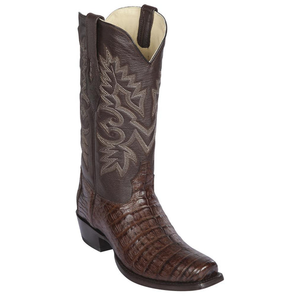 Los Altos Boots Mens #588207 7X Toe | Genuine Caiman Belly Leather Boots | Color Brown