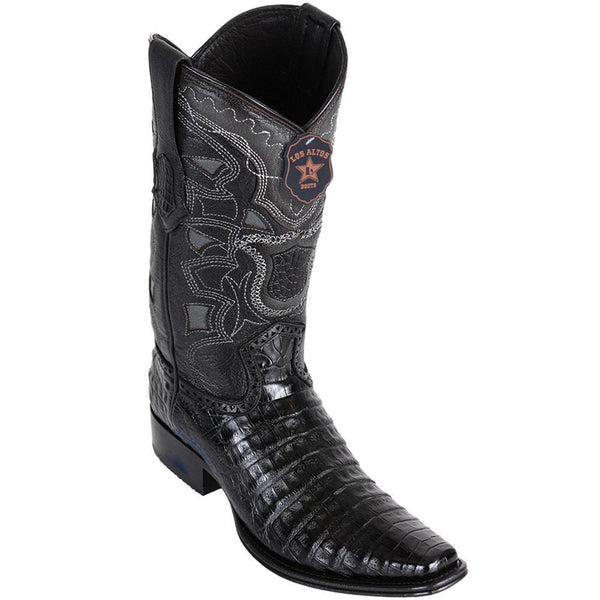 Los Altos Boots Mens #768205 European Square Toe | Genuine Caiman Belly Boots | Color Black