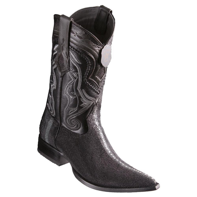 Los Altos Boots Mens #9531105 3X Toe | Genuine Stingray Rowstone Boots | Color Black