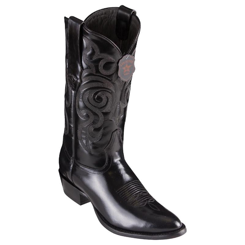 Los Altos Boots Mens #654205 Round Toe | Genuine Chameleon Leather Boots Handcrafted | Color Black