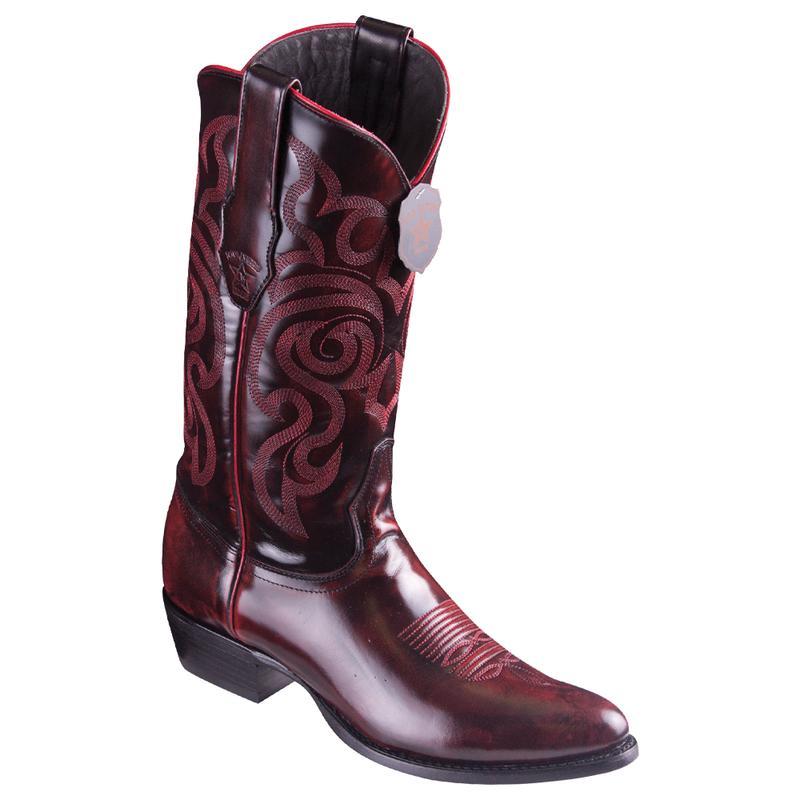 Los Altos Boots Mens #654218 Round Toe | Genuine Chameleon Leather Boots Handcrafted | Color Black Cherry