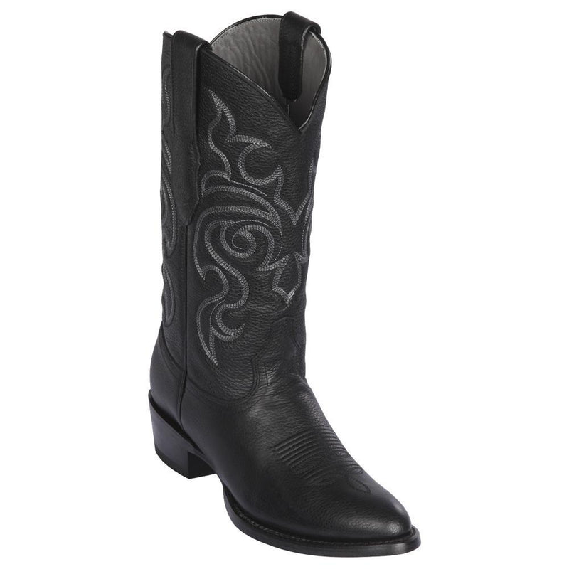 Los Altos Boots Mens #652705 Round Toe | Genuine Grisly Leather Boots | Color Black