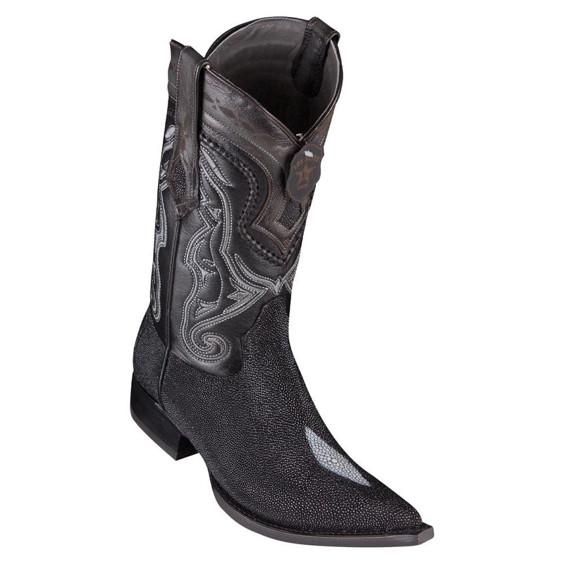 Los Altos Boots Mens #9531205 3X Toe | Genuine Stingray Single Stone Boots | Color Black