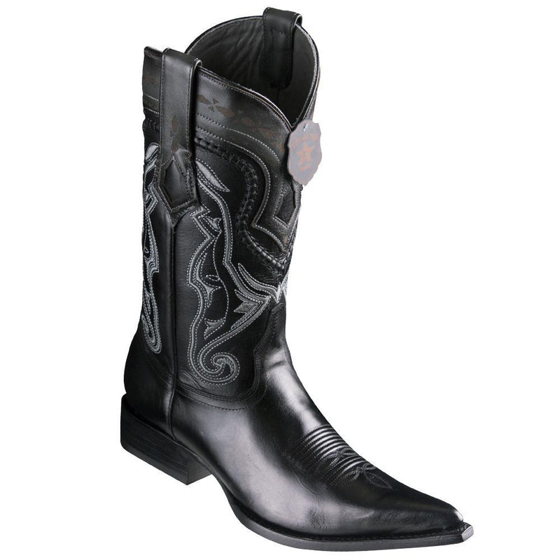 Los Altos Boots Mens #9533805 3X Toe | Genuine Pull Up Leather Boots | Color Black