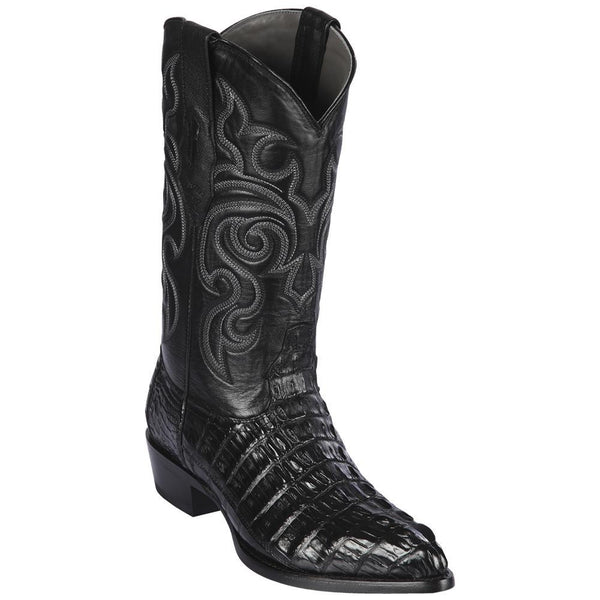 Los Altos Boots Mens #990105 J Toe | Genuine Caiman Tail Boots | Color Black