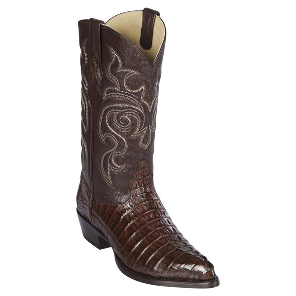Los Altos Boots Mens #990107 J Toe | Genuine Caiman Tail Boots | Color Brown