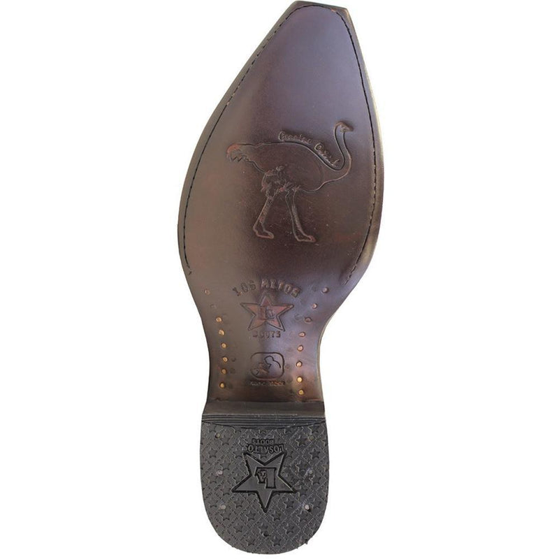 Los Altos Boots Mens #94R0357 Snip Toe | Genuine Full Quill Ostrich Boots | Color Faded Cognac