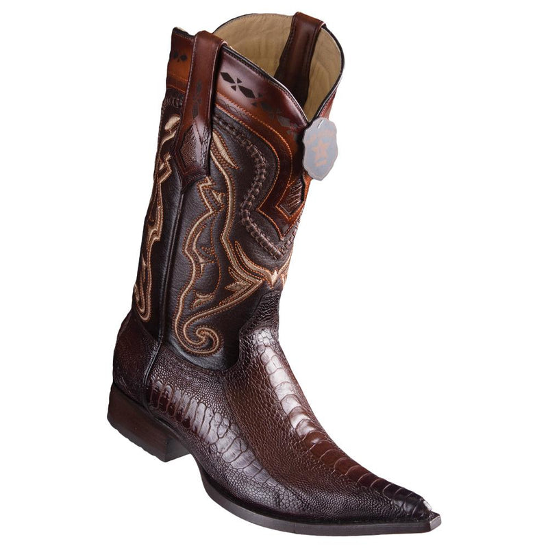 Los Altos Boots Mens #9530516 3X Toe | Genuine Ostrich Leg Leather Boots | Color Faded Brown