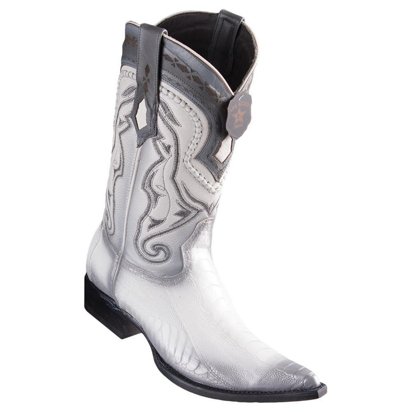 Los Altos Boots Mens #9530528 3X Toe | Genuine Ostrich Leg Leather Boots | Color Faded White