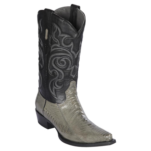 Los Altos Boots Mens #940509 Snip Toe | Genuine Ostrich Leg Boots | Color Gray