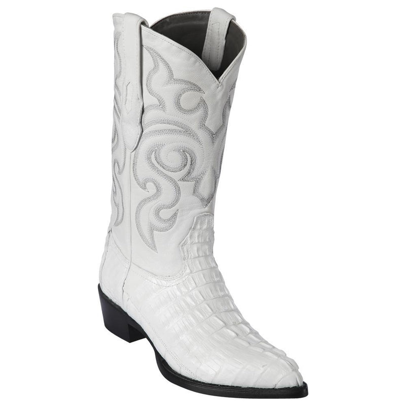 Los Altos Boots Mens #990128 J Toe | Genuine Caiman Tail Boots | Color White