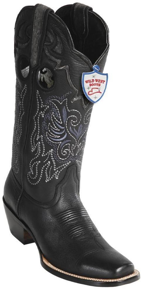 Wild West 2319905 Men's | Color Black | Women's Wild West Rage Leather Square Toe Boots Handmade