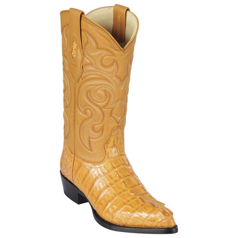 Los Altos Boots Mens #990102 J Toe | Genuine Caiman Tail Boots | Color Buttercup