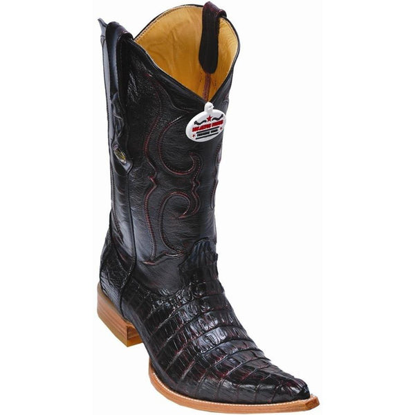 Los Altos Boots Mens #950118 3X Toe | Genuine Caiman Tail Leather Boots | Color Black Cherry