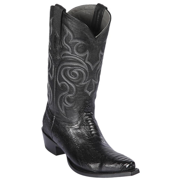 Los Altos Boots Mens #940505 Snip Toe | Genuine Ostrich Leg Boots | Color Black