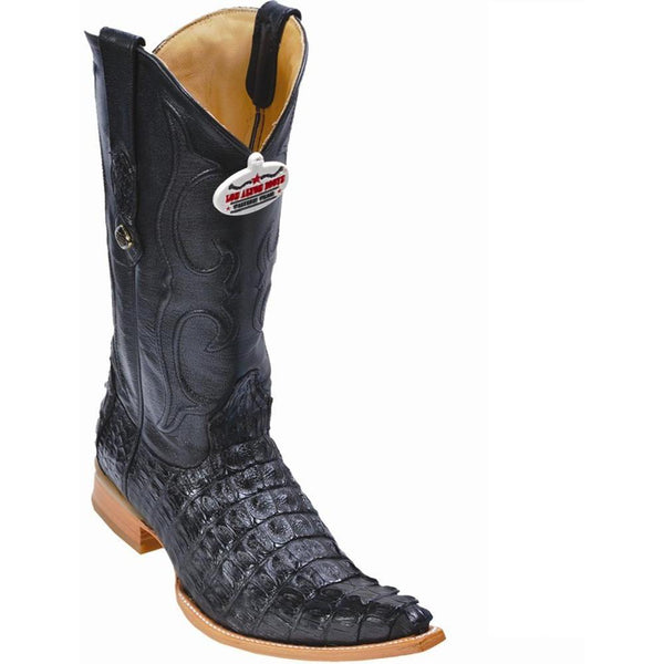Los Altos Boots Mens #950105 3X Toe | Genuine Caiman Tail Leather Boots | Color Black