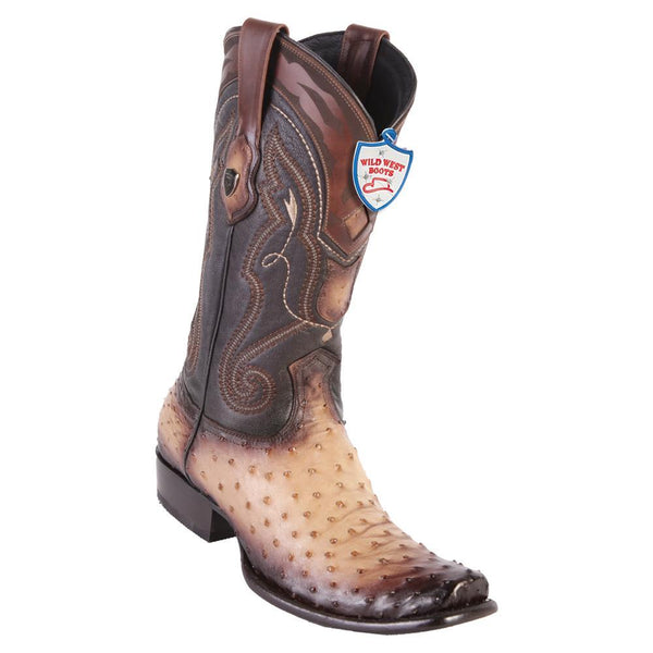 West Boots #2790315 Men's | Color Faded Oryx | Men's Wild West Full Quill Ostrich Boots Dubai Toe Handcrafted