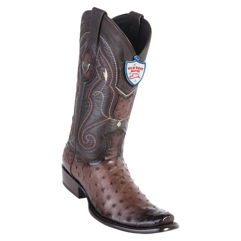 West Boots #2790316 Men's | Color Faded Brown | Men's Wild West Full Quill Ostrich Boots Dubai Toe Handcrafted