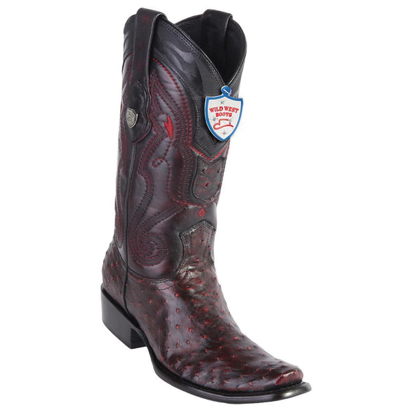 West Boots #2790318 Men's | Color Blackcherry | Men's Wild West Full Quill Ostrich Boots Dubai Toe Handcrafted
