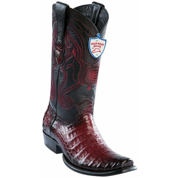 Wild West Boots #2798243 Men's | Color Faded Burgundy | Men's Wild West Wide Square Toe Caiman Belly Boots Handcrafted