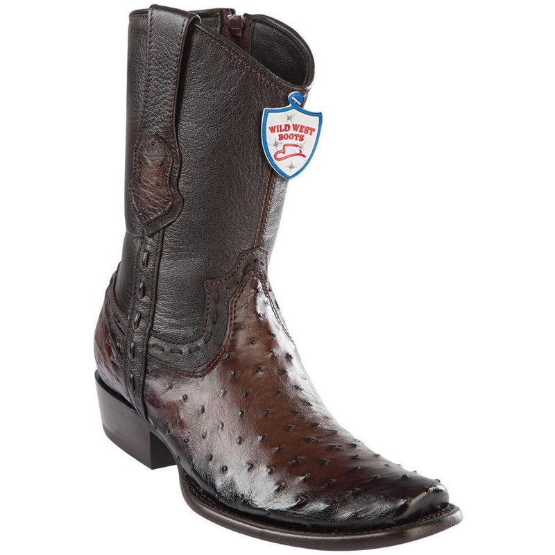 Wild West Boots #279B0316 Men's | Color Faded Brown | Men’s Wild West Ostrich Boots Dubai Toe Handcrafted