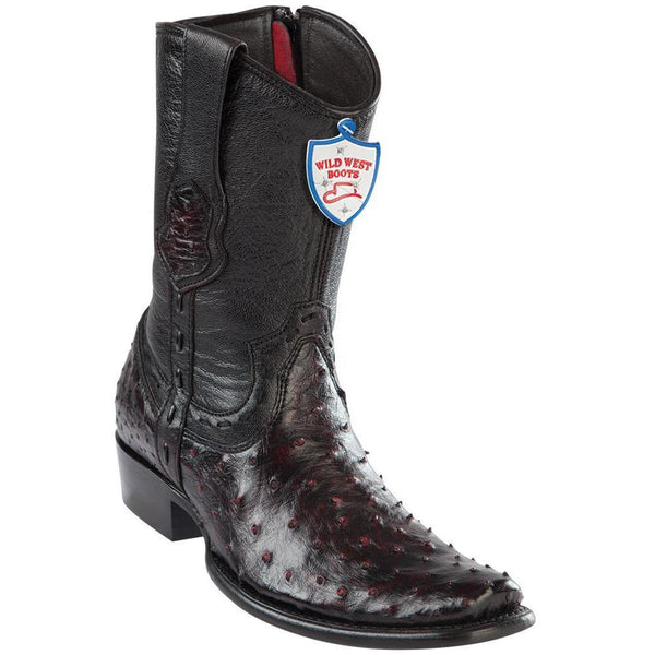 Wild West Boots #279B0318 Men's | Color Black Cherry | Men’s Wild West Ostrich Boots Dubai Toe Handcrafted