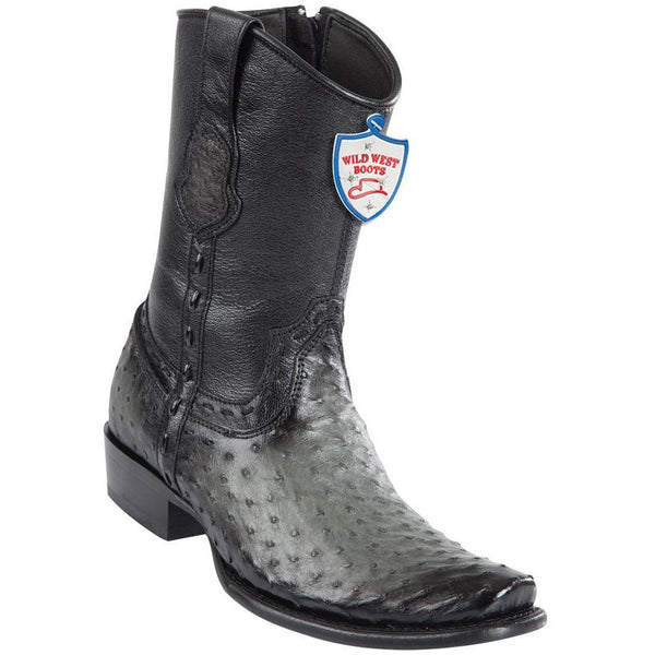 Wild West Boots #279B0338 Men's | Color Faded Gray | Men’s Wild West Ostrich Boots Dubai Toe Handcrafted