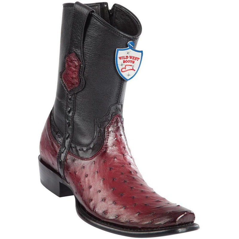 Wild West Boots #279B0343 Men's | Color Faded Burgundy | Men’s Wild West Ostrich Boots Dubai Toe Handcrafted