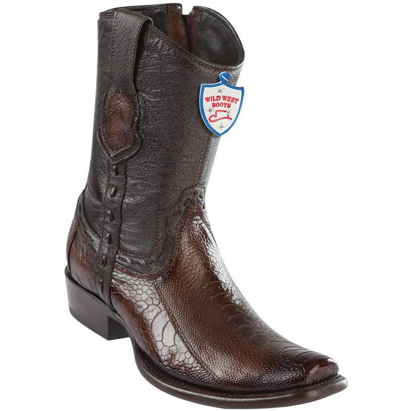 Wild West Boots #279B0516 Men's | Color Faded Brown | Men’s Wild West Ostrich Leg Boots Dubai Toe Handcrafted