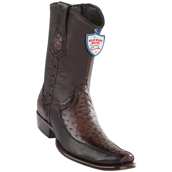 Wild West Boots #279BF0316 Men's | Color Faded Brown | Men’s Wild West Ostrich With Deer Boots Dubai Toe Handcrafted