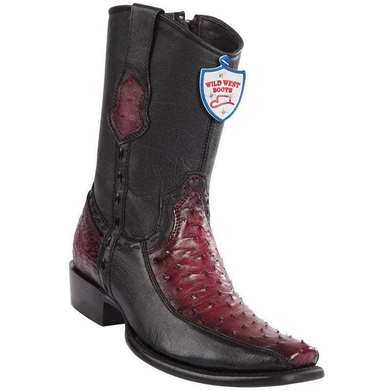 Wild West Boots #279BF0343 Men's | Color Faded Burgundy | Men’s Wild West Ostrich With Deer Boots Dubai Toe Handcrafted