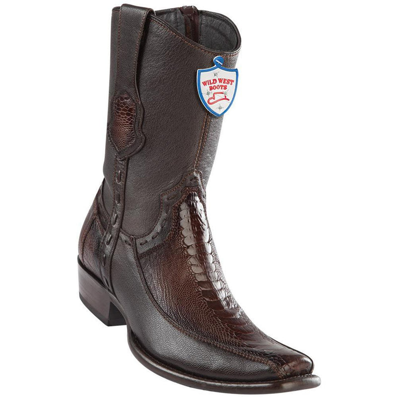 Wild West Boots #279BF0516 Men's | Color Faded Brown | Men’s Wild West Ostrich Leg With Deer Boots Dubai Toe Handcrafted