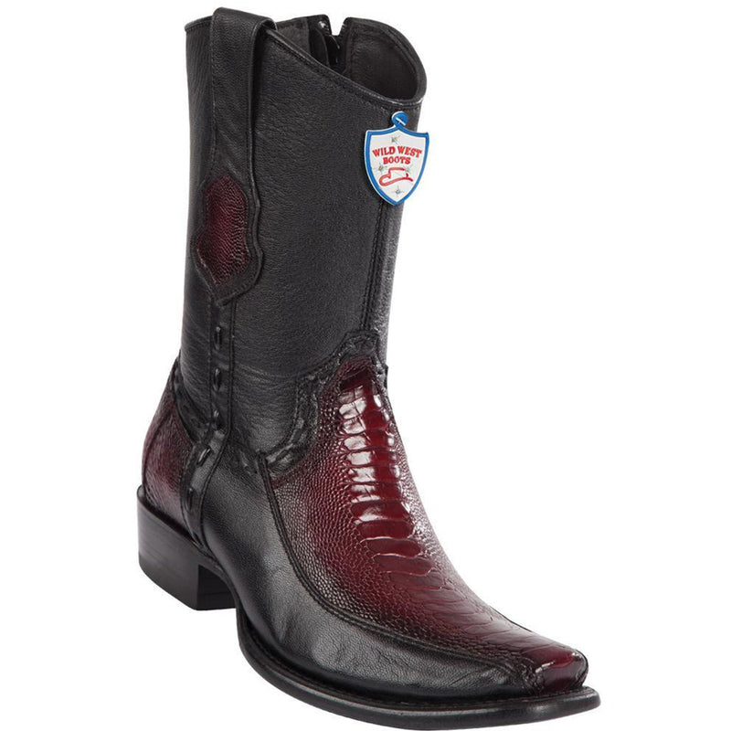 Wild West Boots #279BF0543 Men's | Color Faded Burgundy | Men’s Wild West Ostrich Leg With Deer Boots Dubai Toe Handcrafted