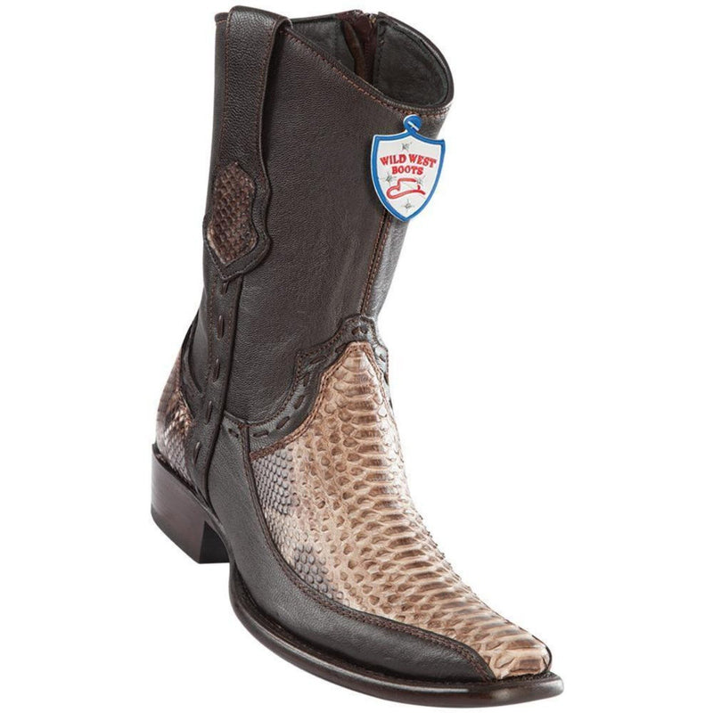 Wild West Boots #279BF5785 Men's | Color Rustic Brown | Men’s Wild West Python With Deer Boots Dubai Toe Handcrafted