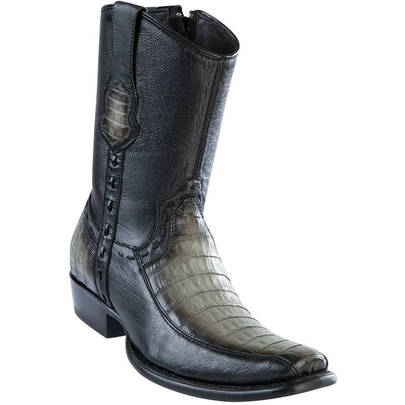 Wild West Boots #279BF8238 Men's | Color Faded Gray | Men’s Wild West Caiman Belly With Deer Boots Dubai Toe Handcrafted