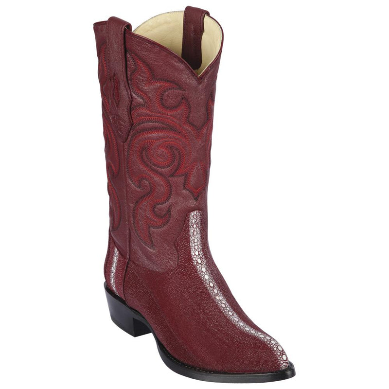 Los Altos Boots Mens #991106 J Toe | Genuine Full Rowstone Stingray Boots | Color Burgundy