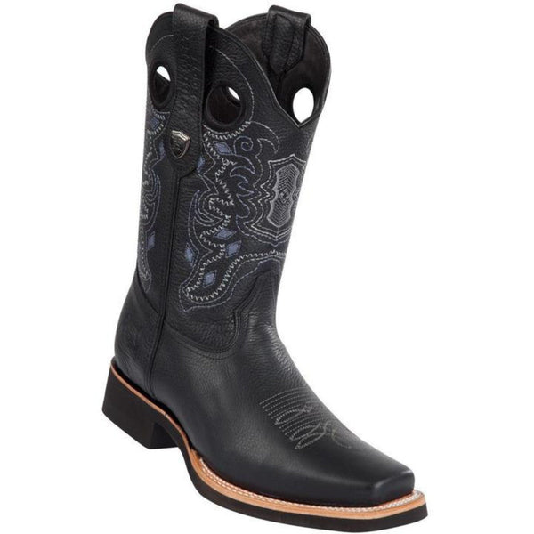 Men’s Wild West Leather Boots Square Toe Handcrafted Black [2813E2705]